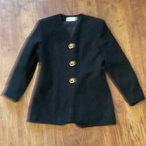 Vintage Petite Sophistocated Gold Button Black Jacket fits like a small